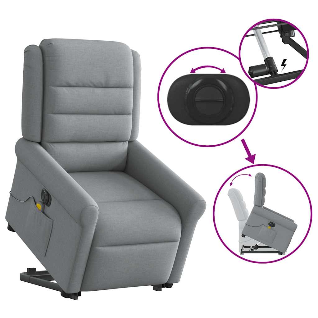 Fauteuil inclinable de massage électrique Gris clair Tissu - XIOS