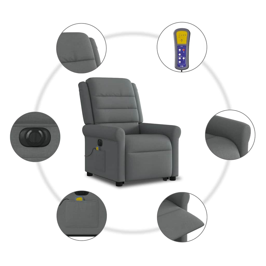 Fauteuil inclinable de massage électrique Gris foncé Tissu - XIOS
