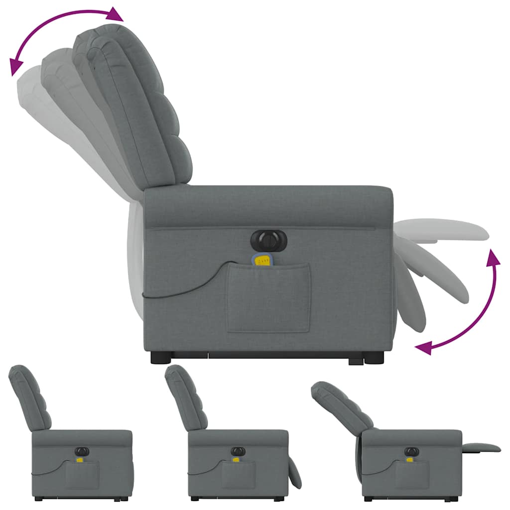 Fauteuil inclinable de massage électrique Gris foncé Tissu - XIOS