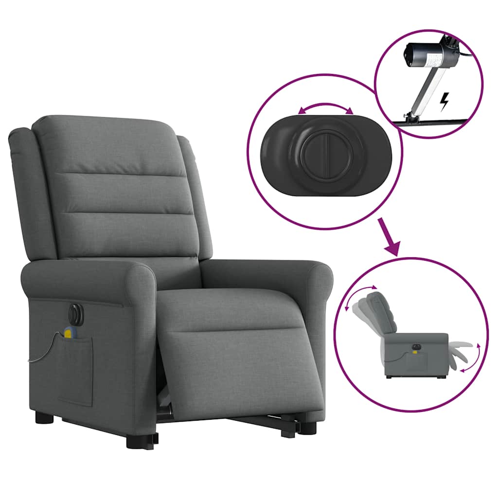 Fauteuil inclinable de massage électrique Gris foncé Tissu - XIOS
