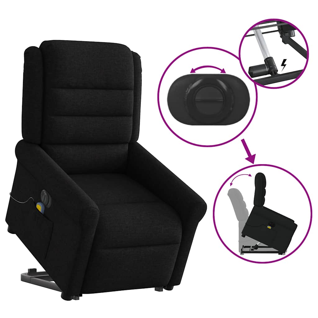 Fauteuil inclinable de massage électrique Noir Tissu - XIOS