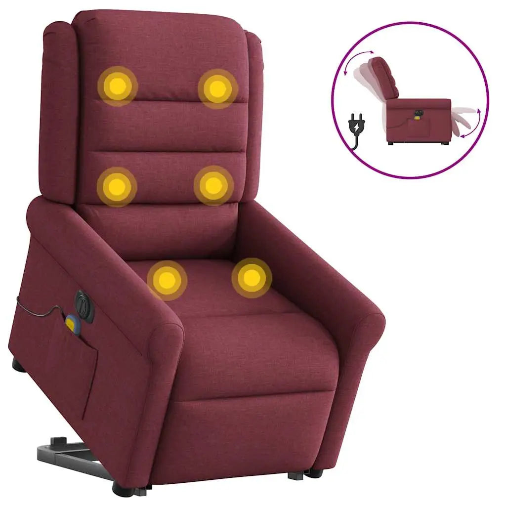 Fauteuil inclinable de massage électrique Rouge bordeaux Tissu - XIOS