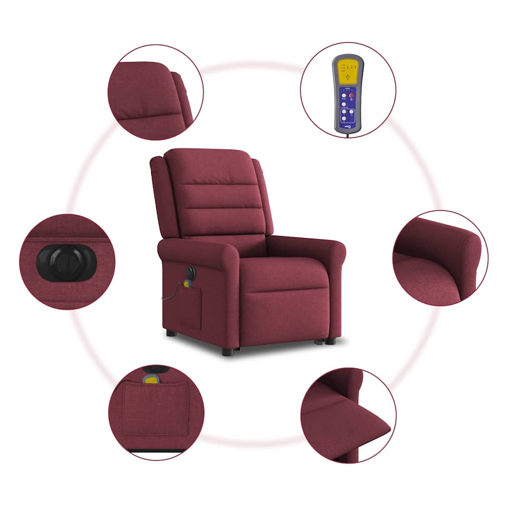Fauteuil inclinable de massage électrique Rouge bordeaux Tissu - XIOS