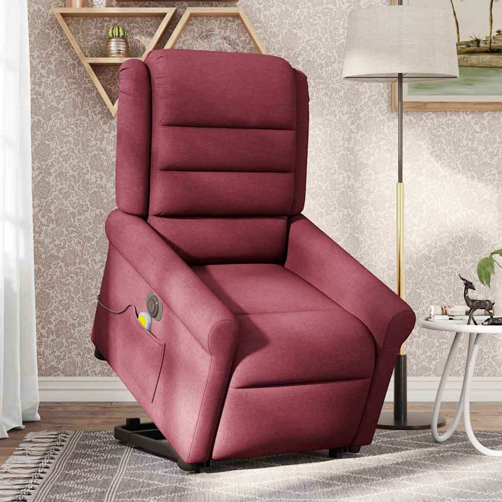 Fauteuil inclinable de massage électrique Rouge bordeaux Tissu