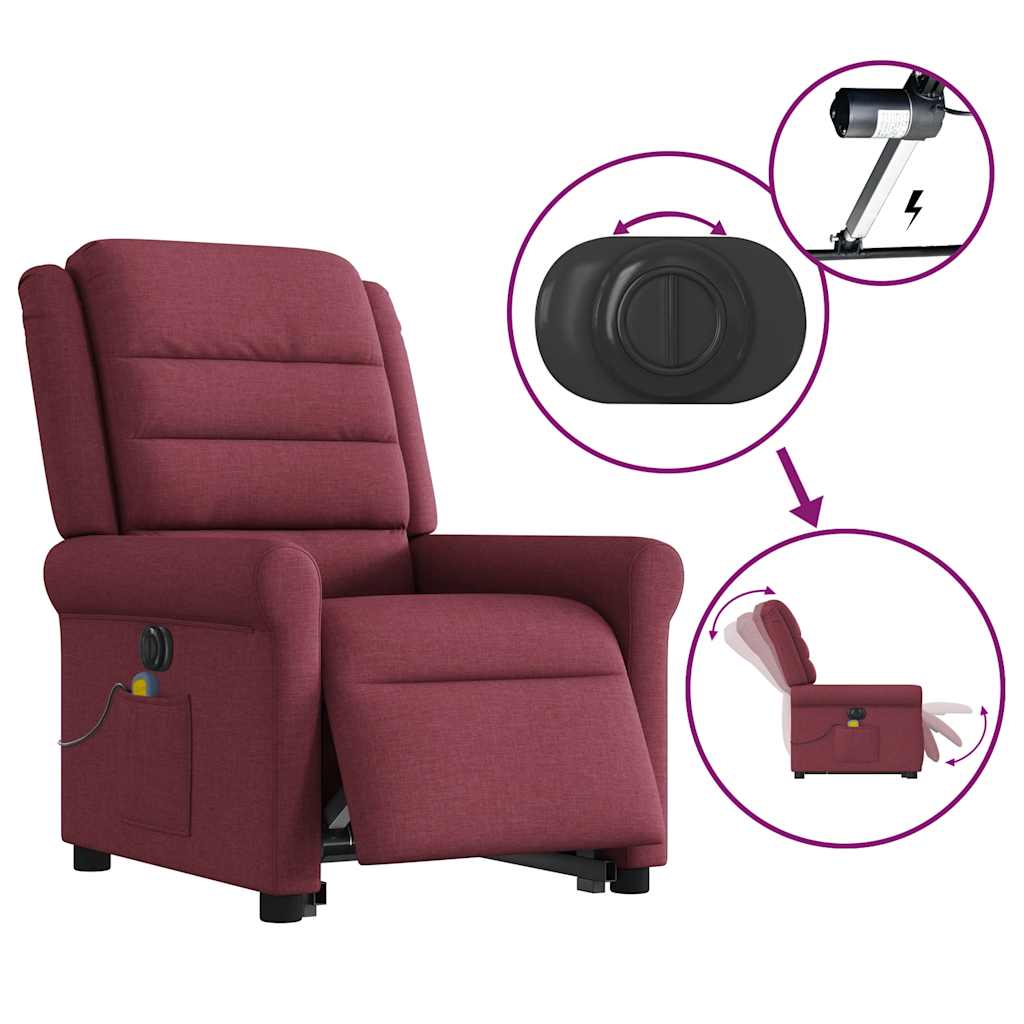 Fauteuil inclinable de massage électrique Rouge bordeaux Tissu - XIOS
