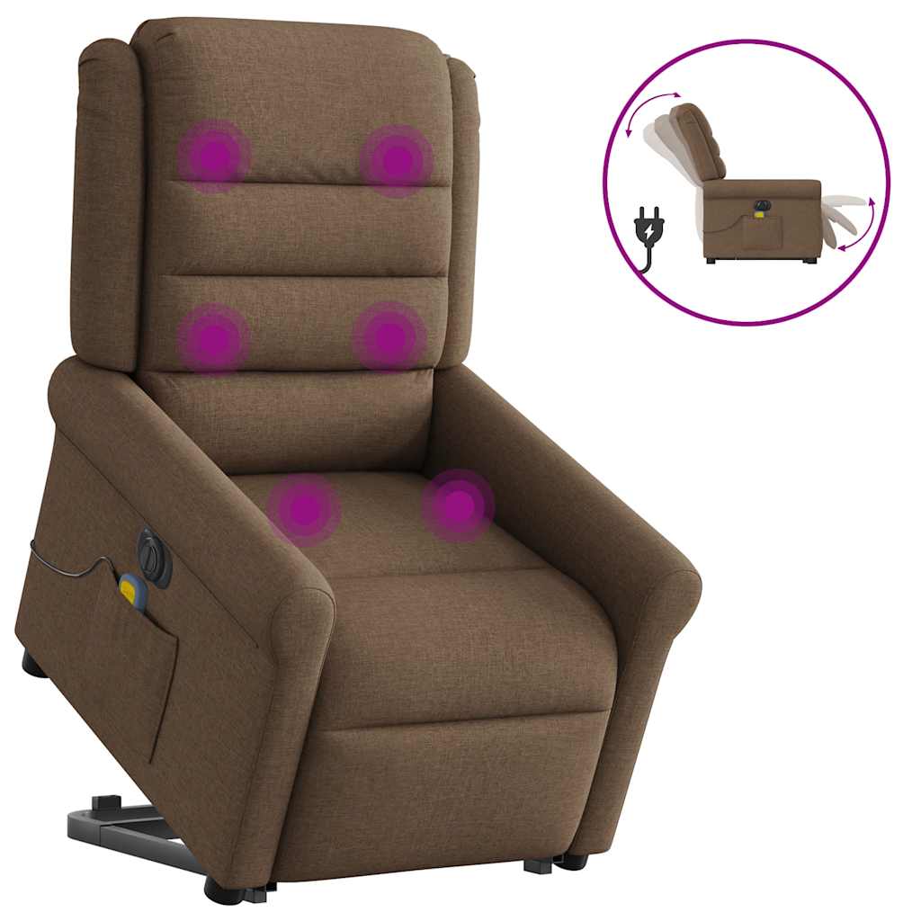 Fauteuil inclinable de massage électrique Marron Tissu - XIOS