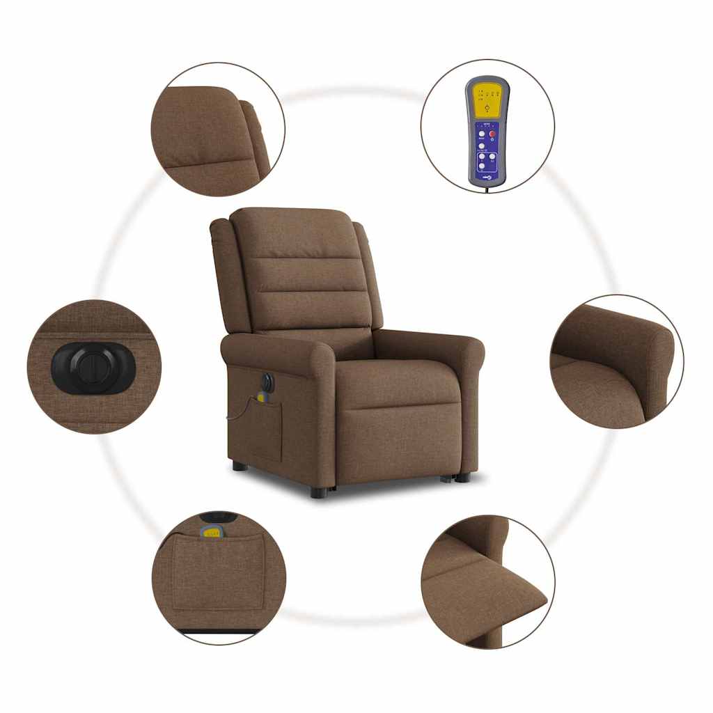 Fauteuil inclinable de massage électrique Marron Tissu - XIOS