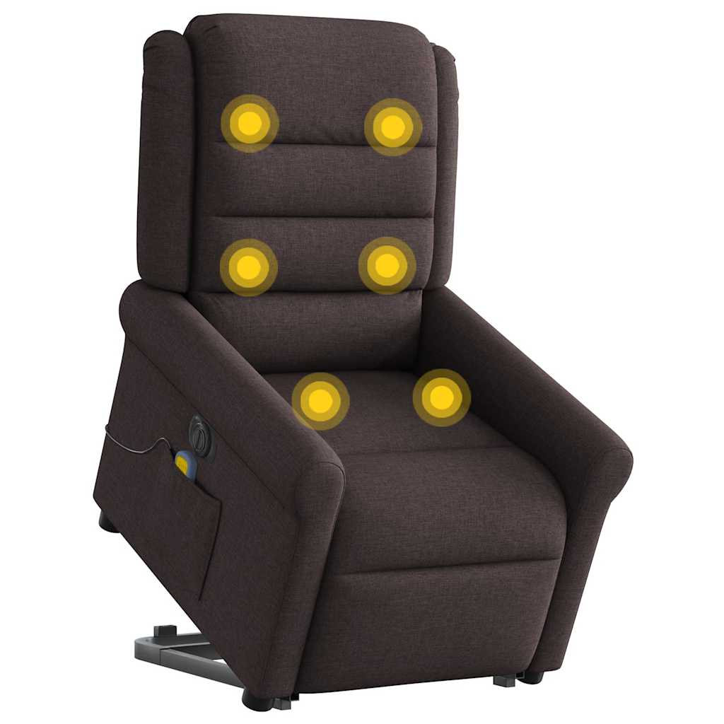 Fauteuil inclinable de massage électrique Marron foncé Tissu
