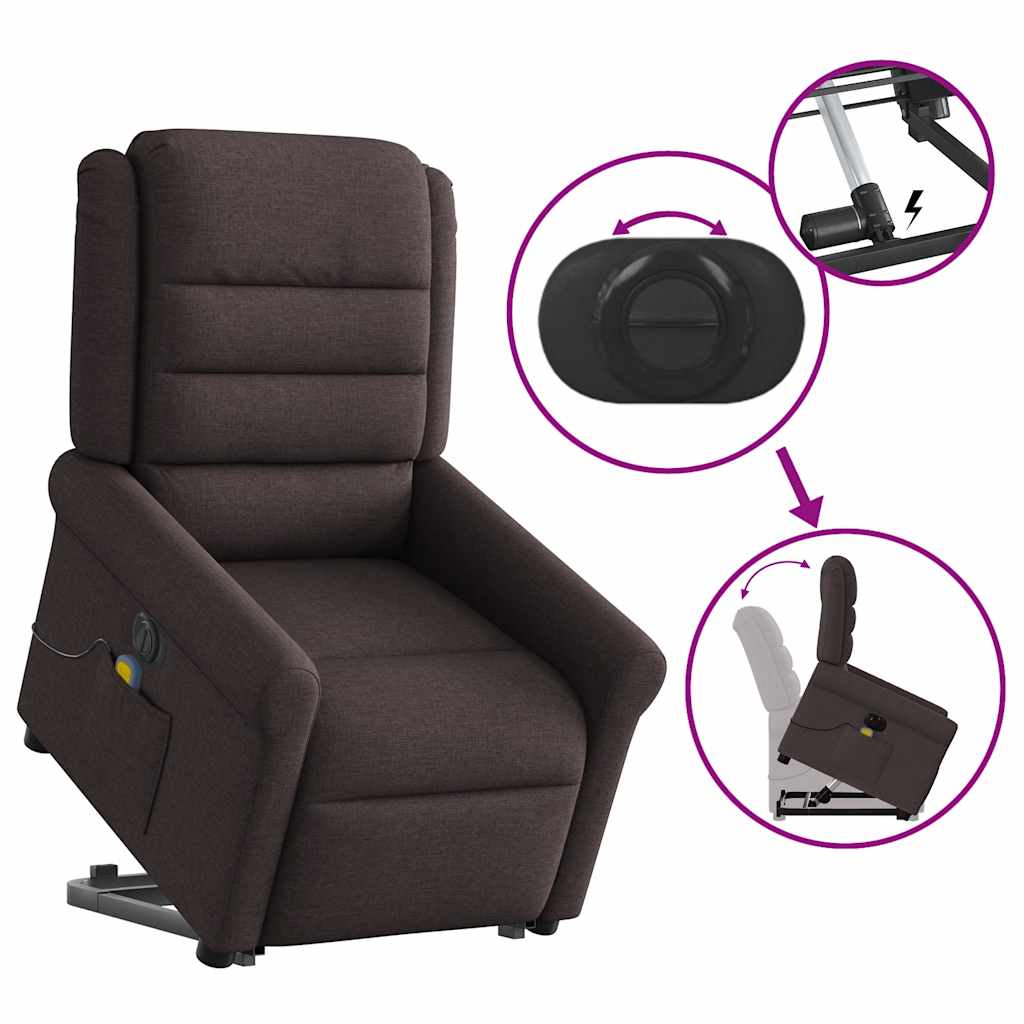 Fauteuil inclinable de massage électrique Marron foncé Tissu - XIOS