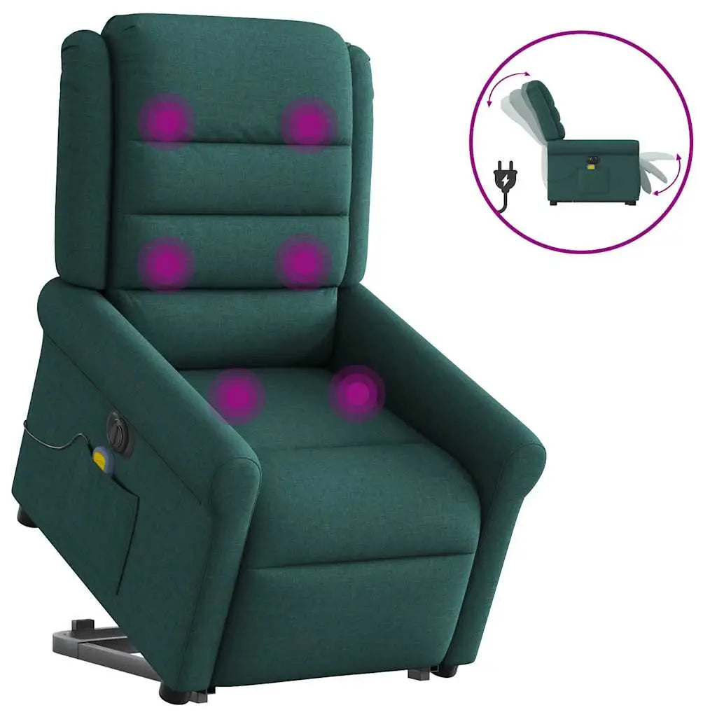 Fauteuil inclinable de massage électrique Vert foncé Tissu - XIOS