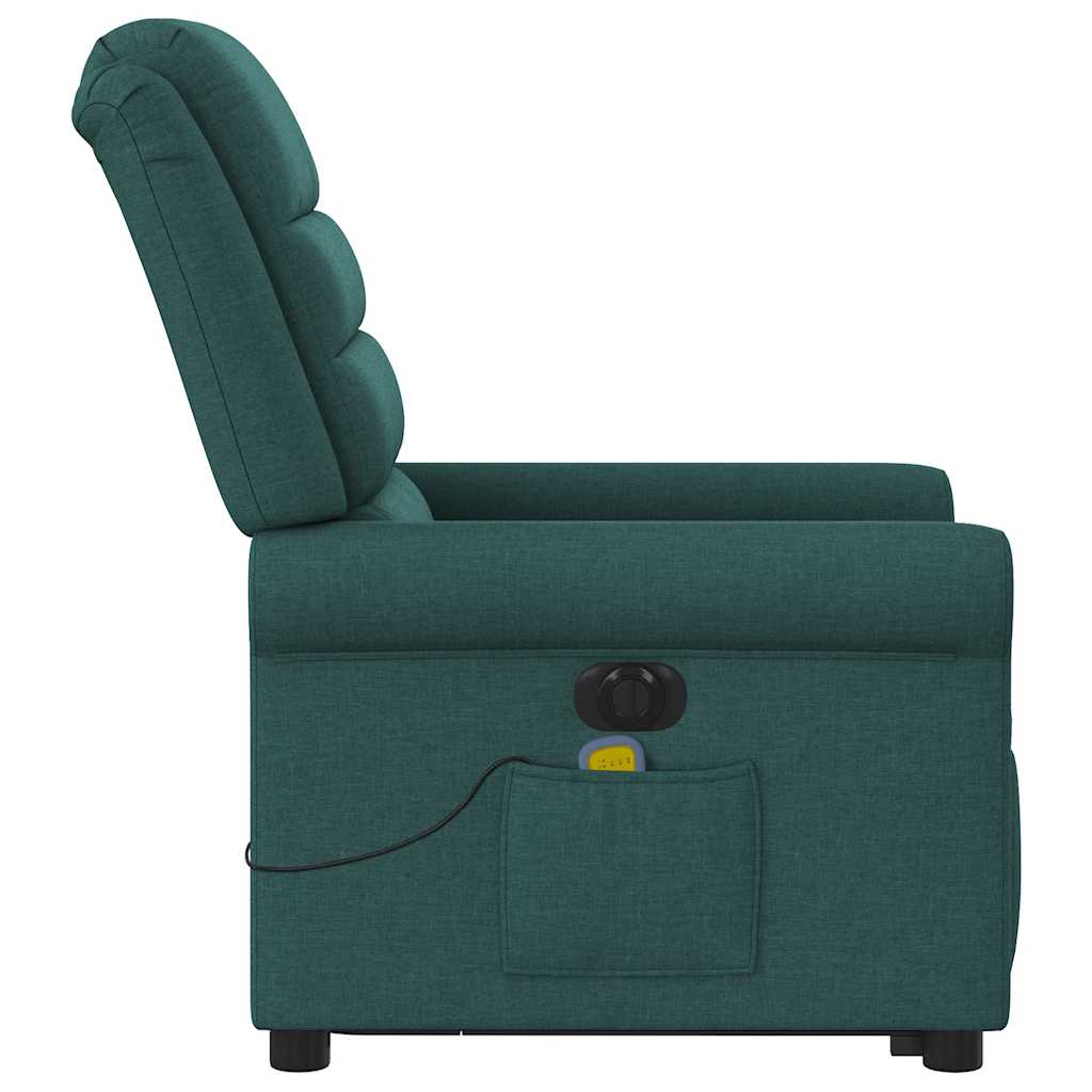 Fauteuil inclinable de massage électrique Vert foncé Tissu
