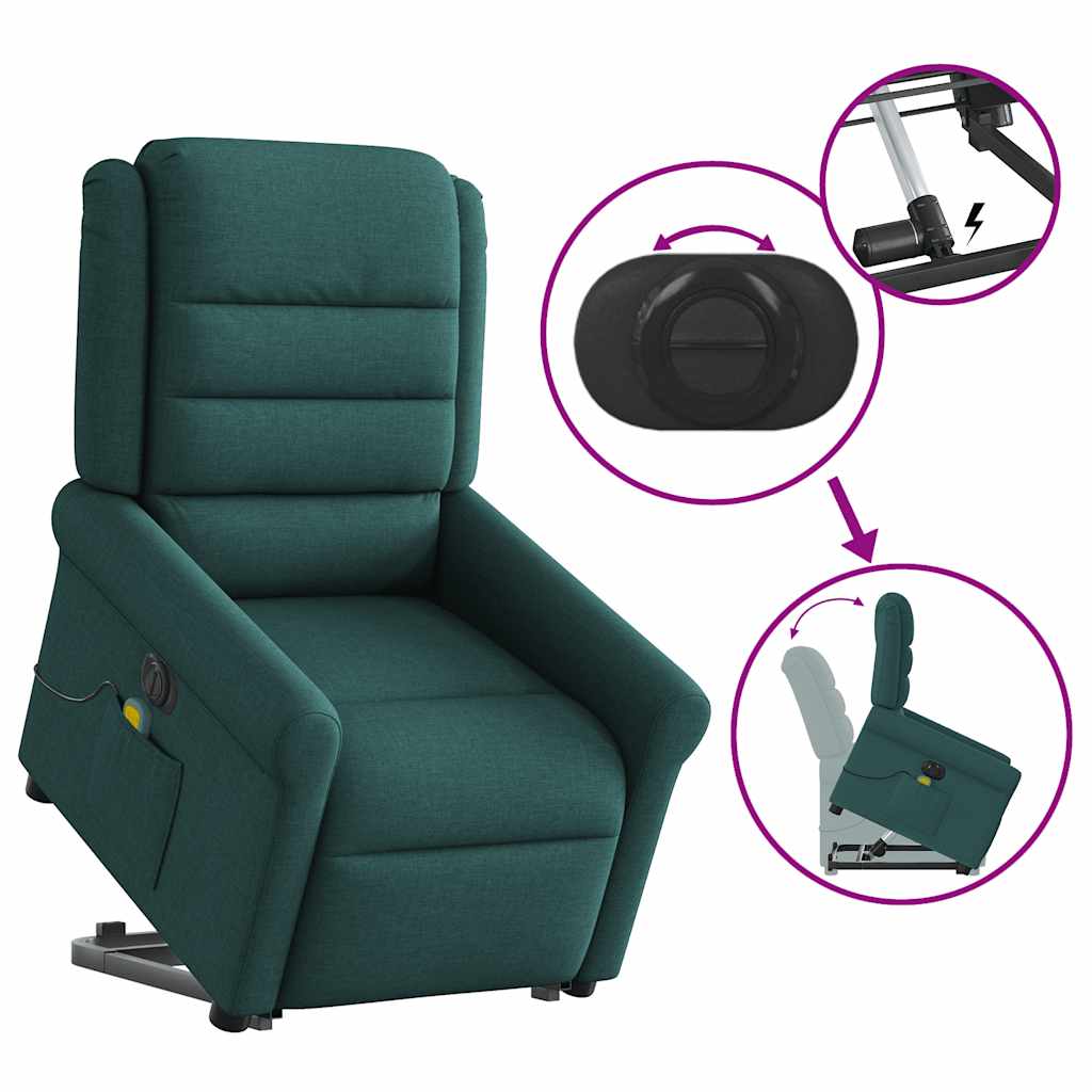 Fauteuil inclinable de massage électrique Vert foncé Tissu - XIOS
