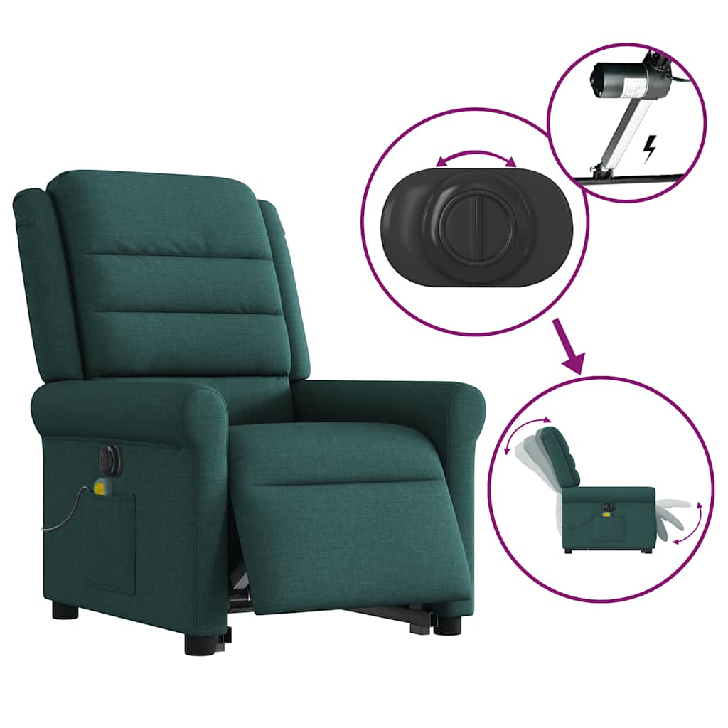 Fauteuil inclinable de massage électrique Vert foncé Tissu - XIOS