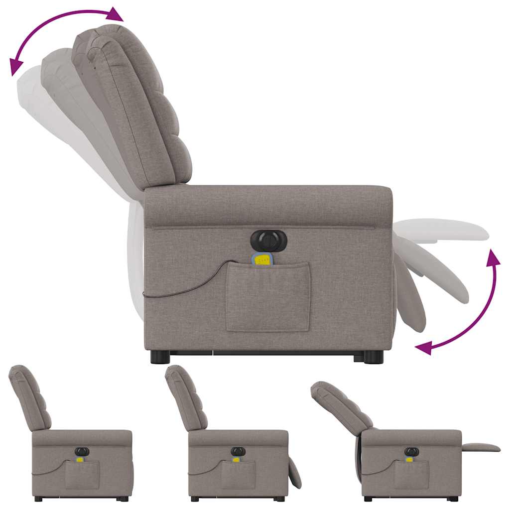 Fauteuil inclinable de massage électrique Taupe Tissu - XIOS