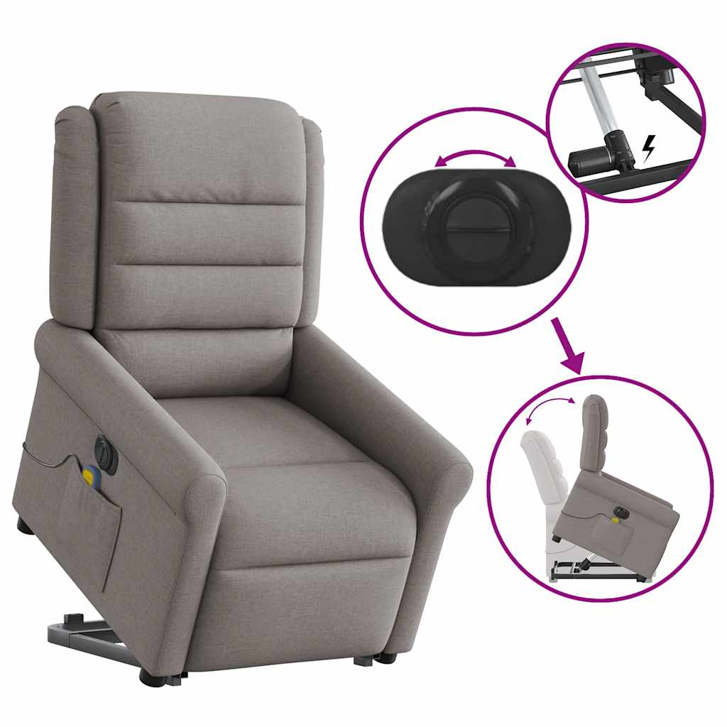Fauteuil inclinable de massage électrique Taupe Tissu - XIOS