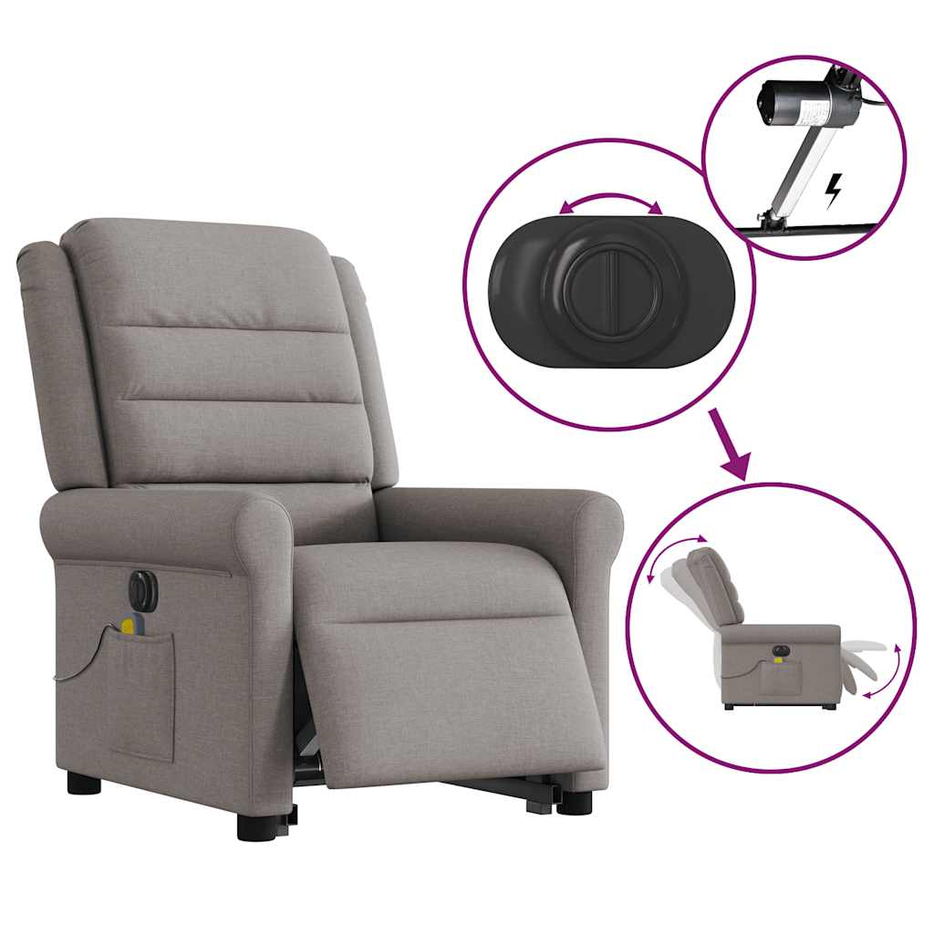 Fauteuil inclinable de massage électrique Taupe Tissu - XIOS