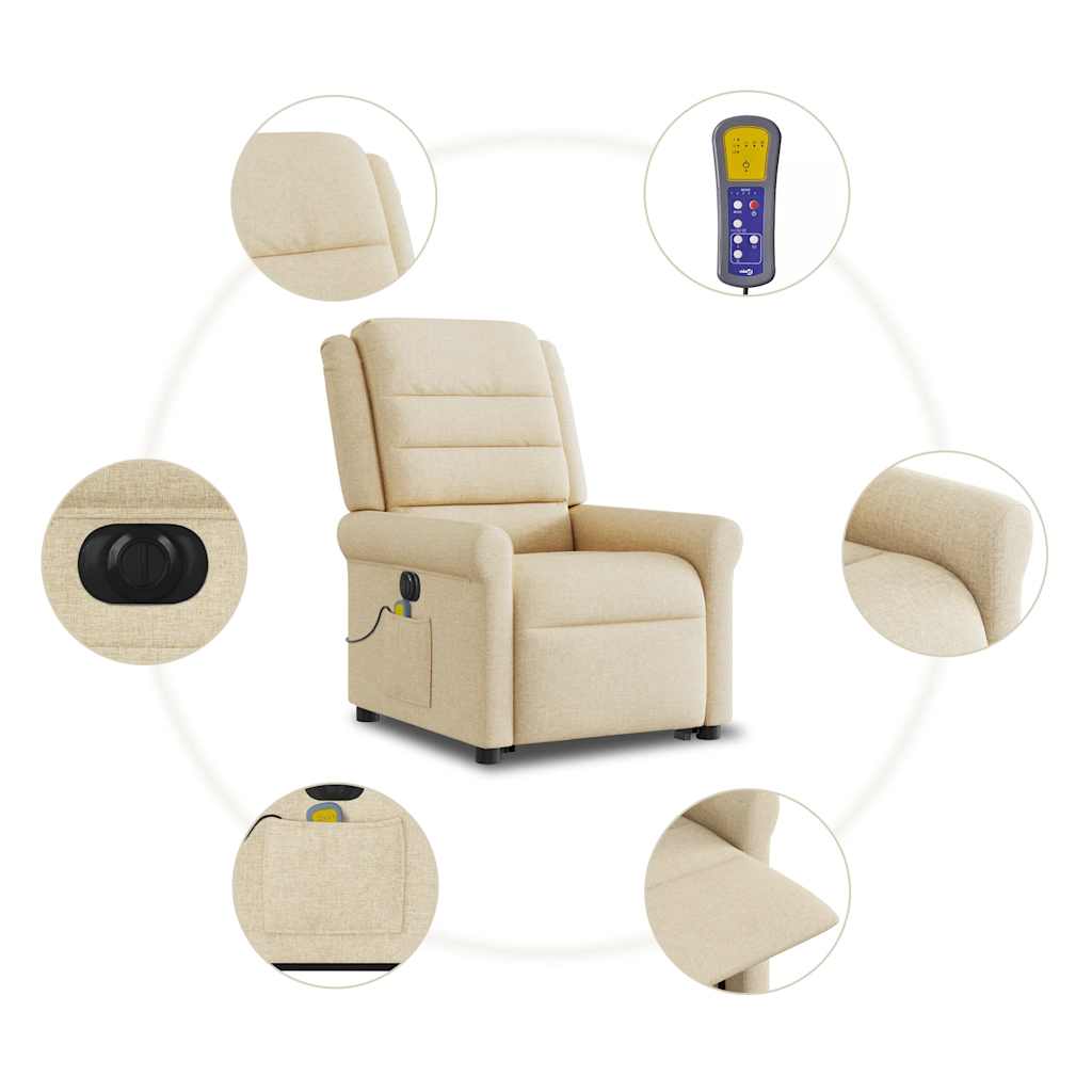 Fauteuil inclinable de massage électrique Crème Tissu - XIOS