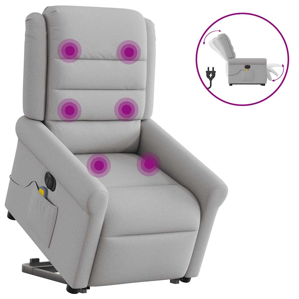 Fauteuil inclinable de massage électrique gris nuage tissu - XIOS