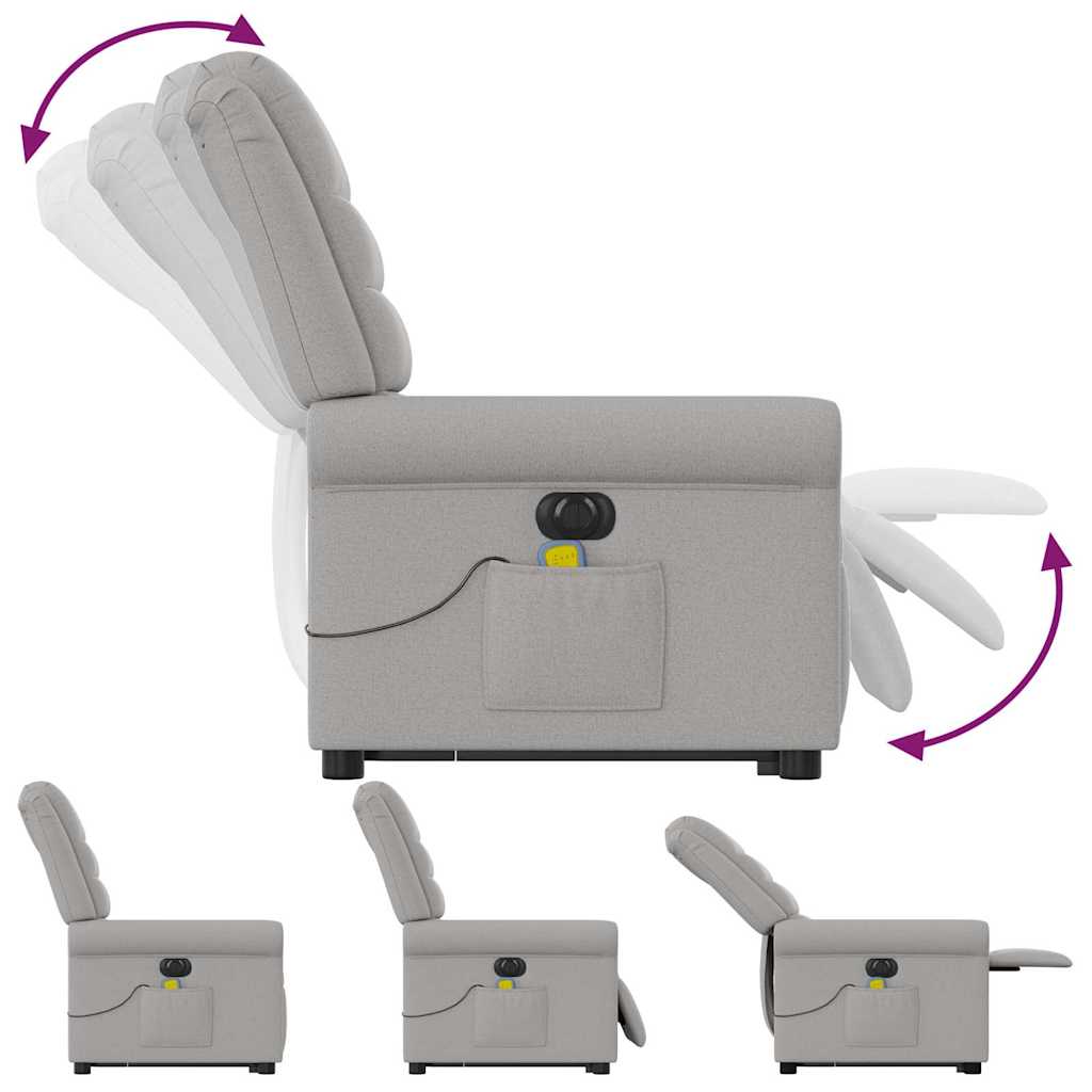 Fauteuil inclinable de massage électrique gris nuage tissu - XIOS