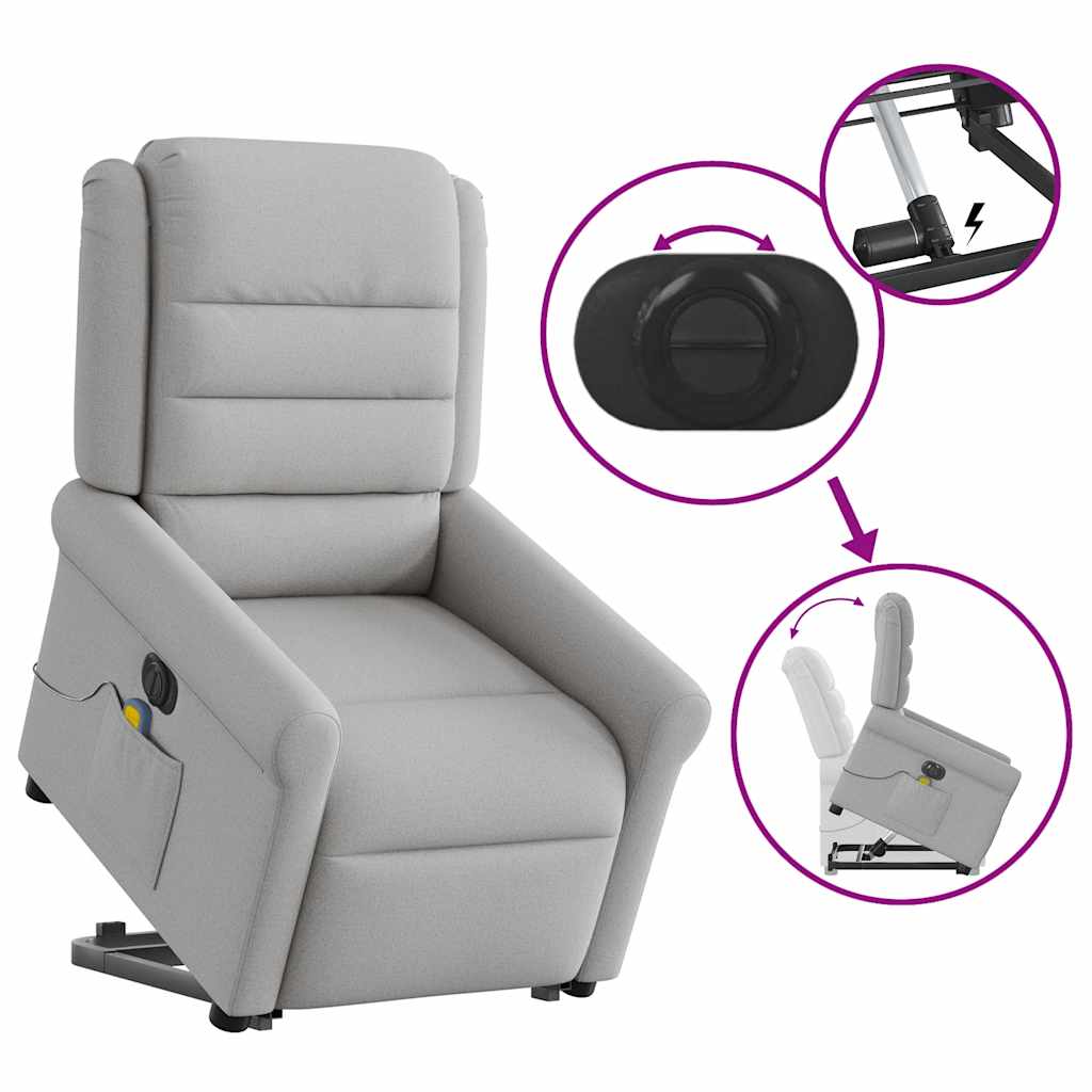 Fauteuil inclinable de massage électrique gris nuage tissu - XIOS
