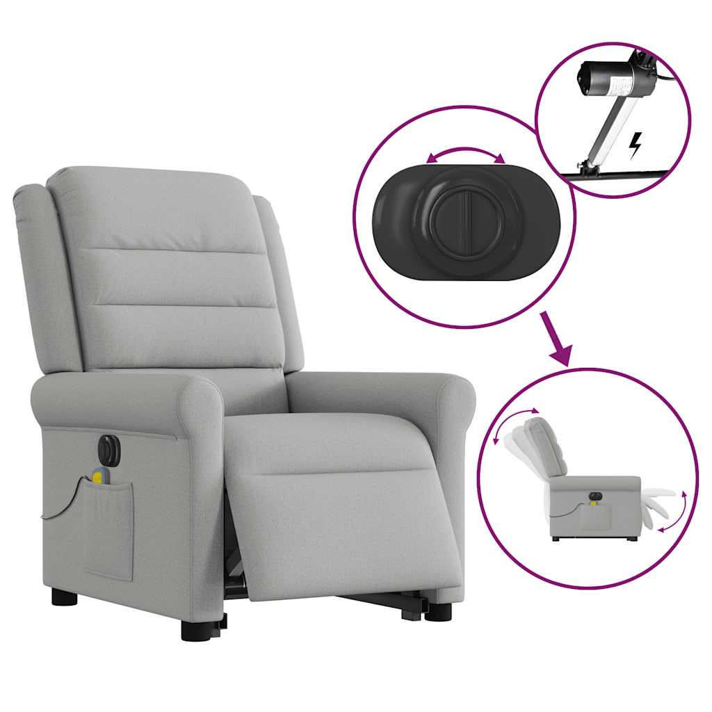 Fauteuil inclinable de massage électrique gris nuage tissu - XIOS