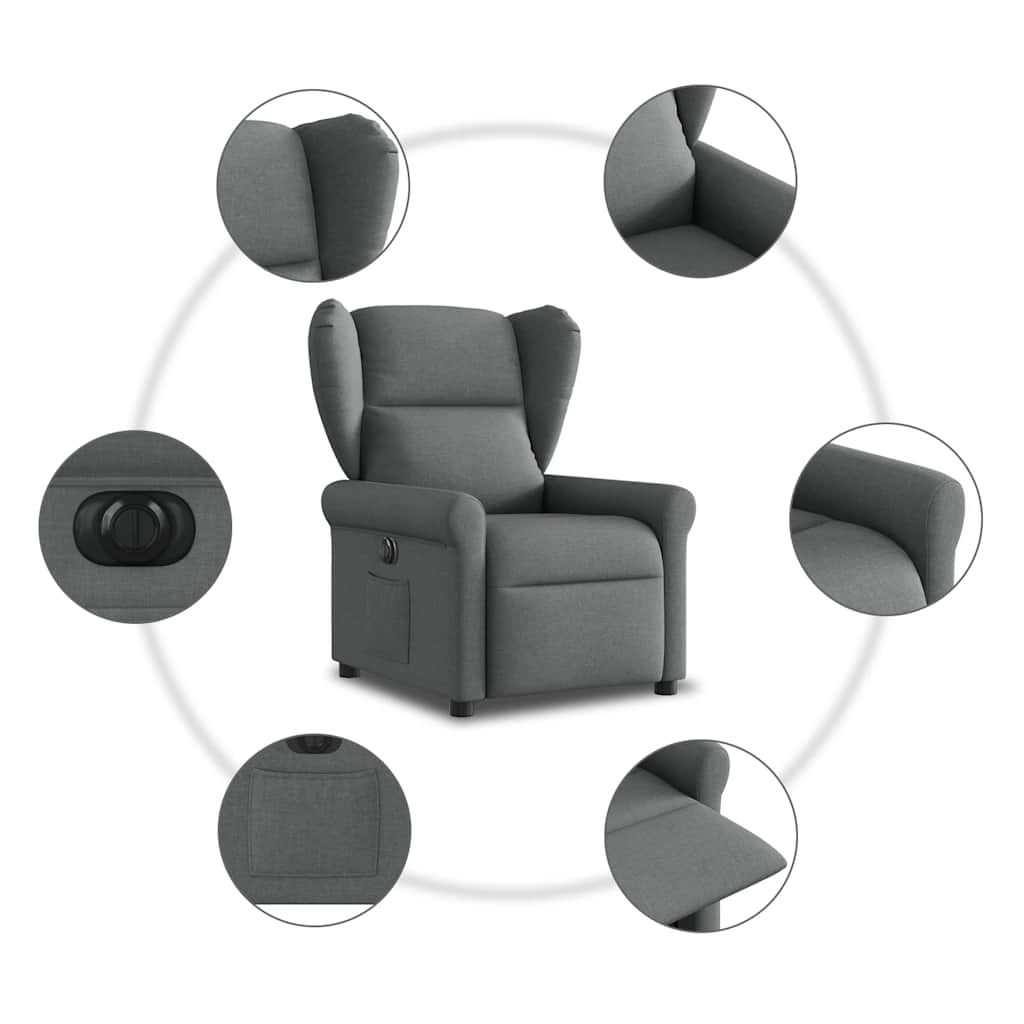 Fauteuil inclinable électrique Gris foncé Tissu - XIOS
