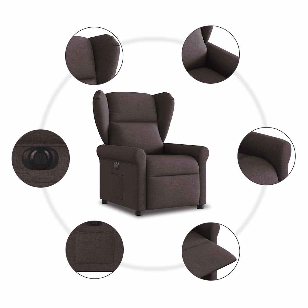 Fauteuil inclinable électrique Marron foncé Tissu - XIOS