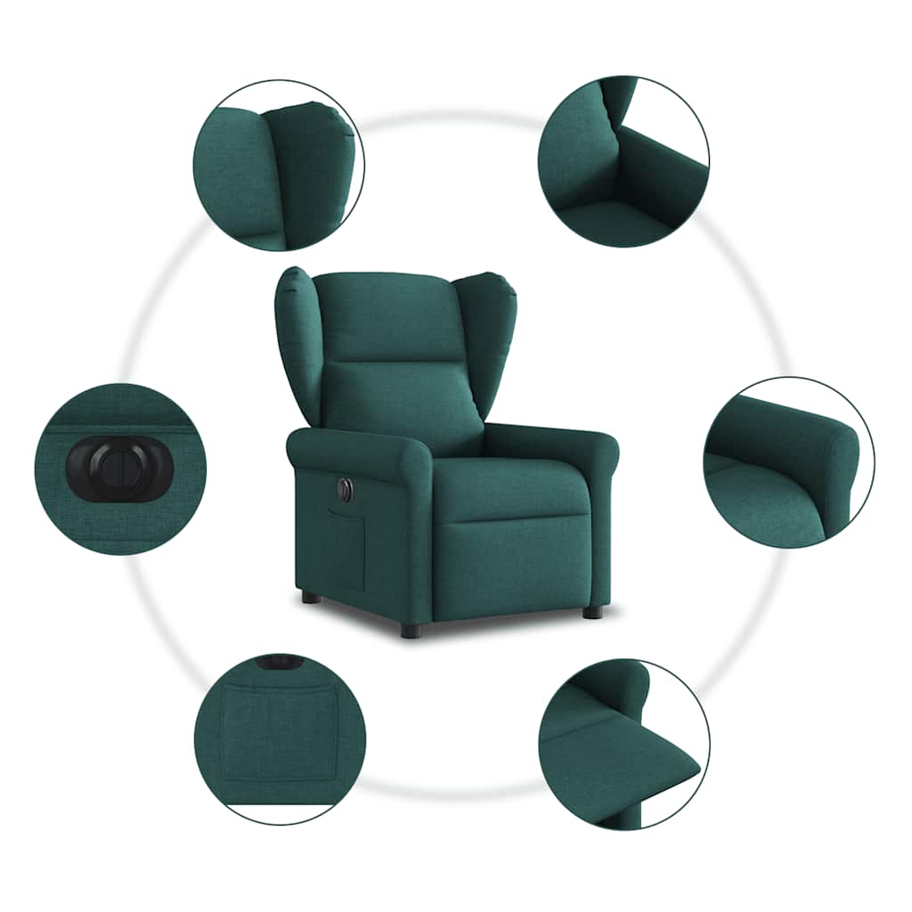 Fauteuil inclinable électrique Vert foncé Tissu