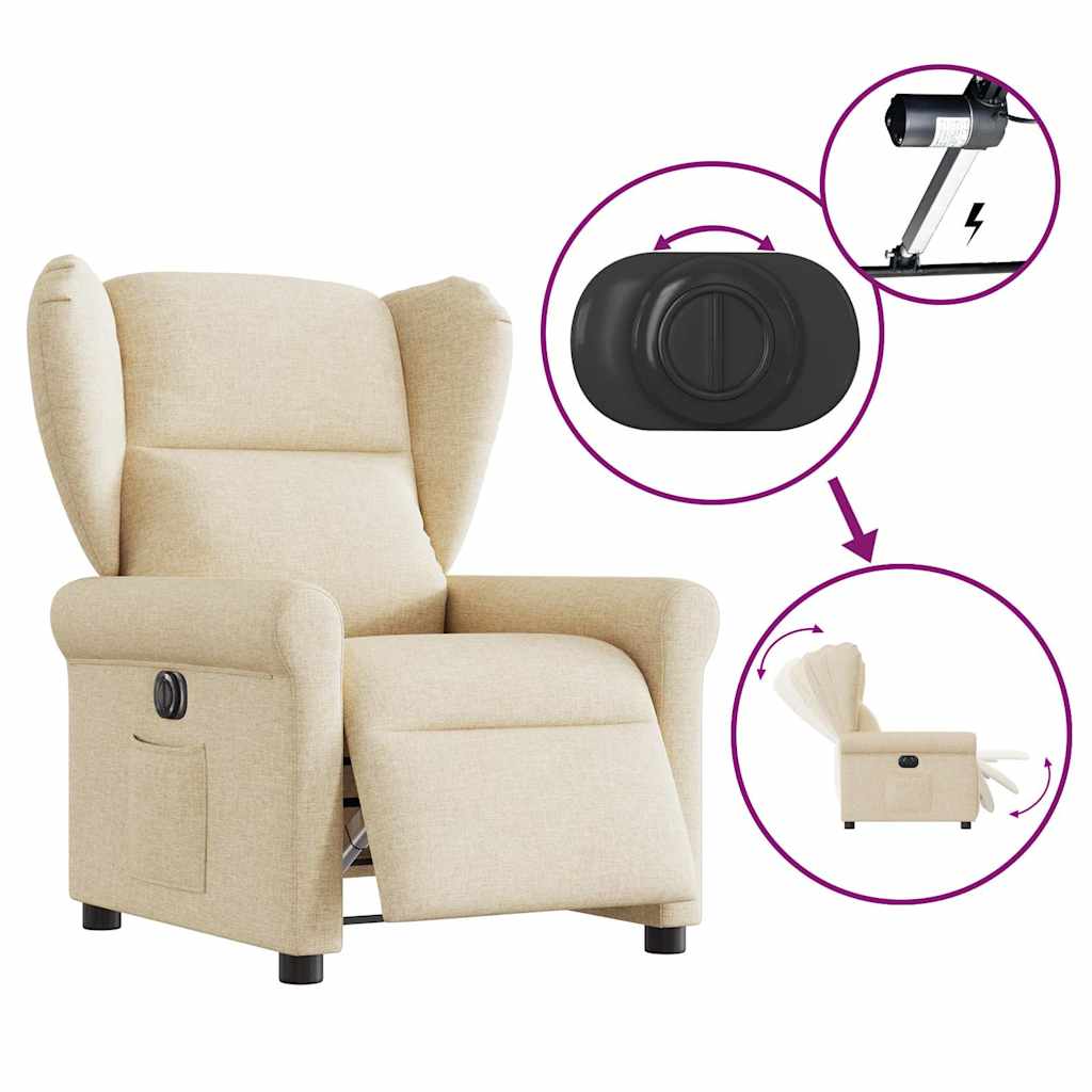 Fauteuil inclinable électrique Crème Tissu - XIOS