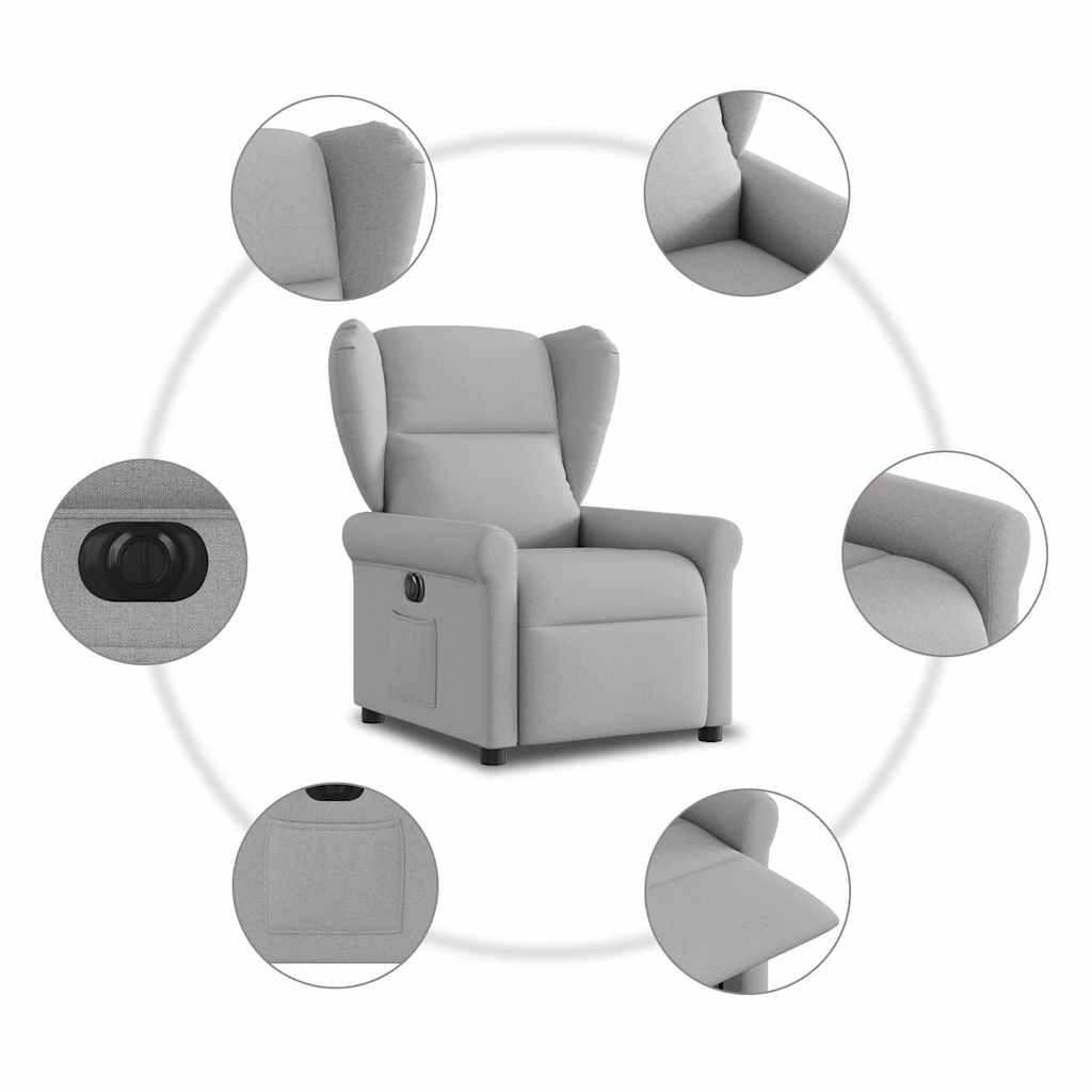 Fauteuil inclinable électrique gris nuage tissu