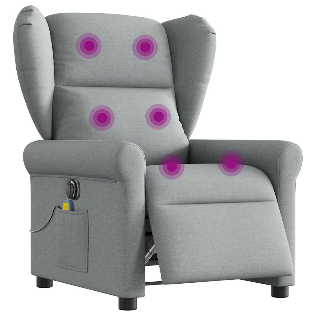 Fauteuil de massage inclinable électrique gris clair tissu - XIOS