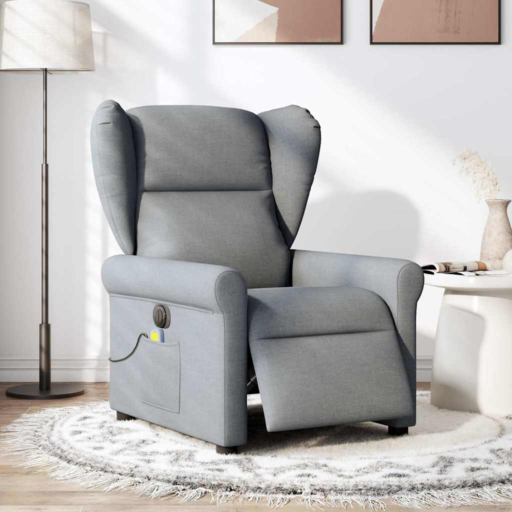 Fauteuil de massage inclinable électrique gris clair tissu - XIOS