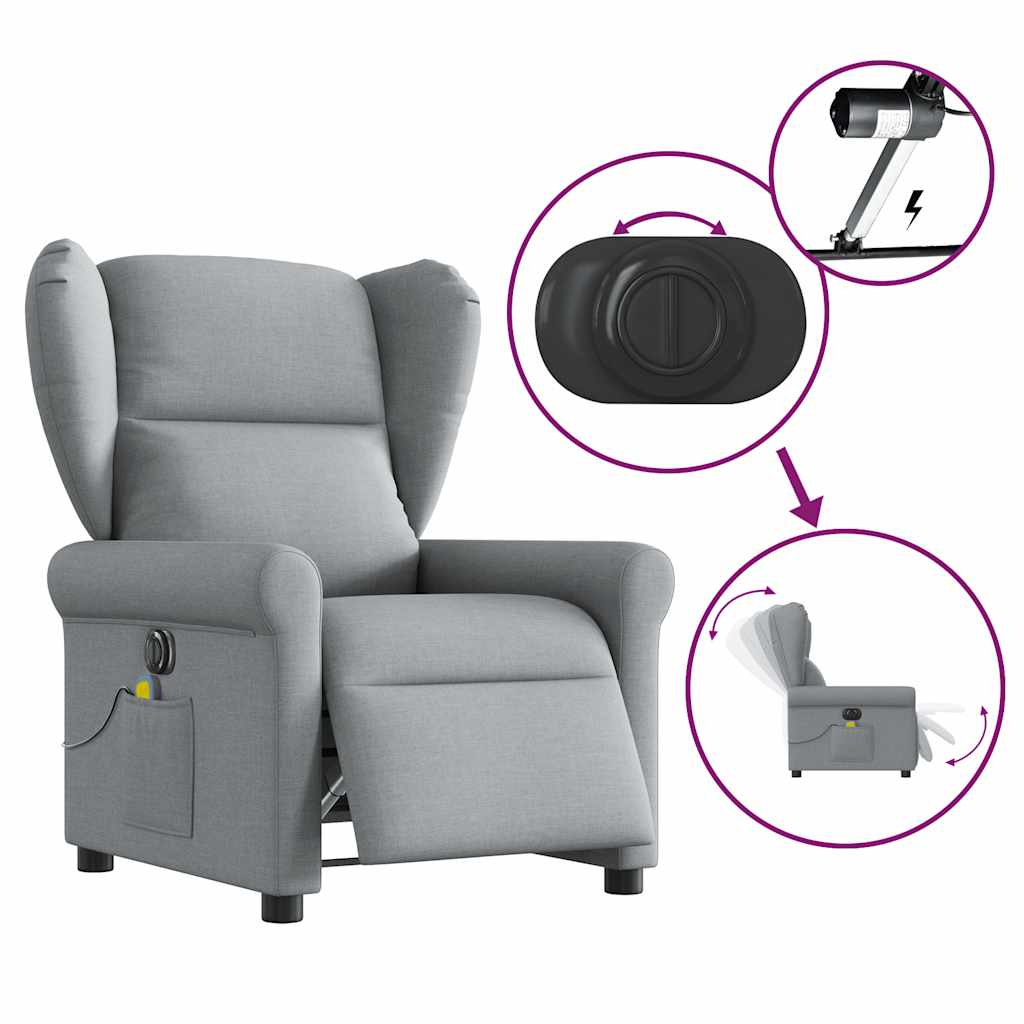 Fauteuil de massage inclinable électrique gris clair tissu - XIOS
