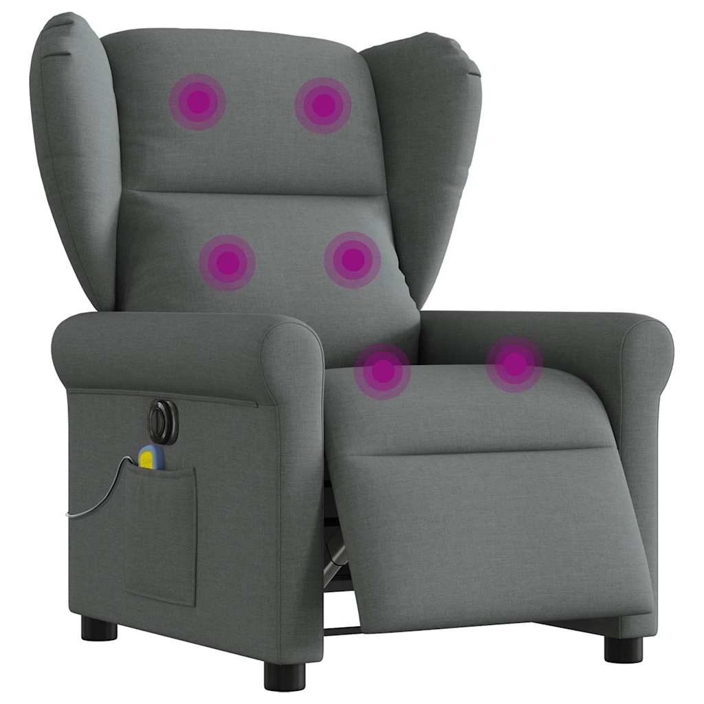 Fauteuil inclinable de massage électrique gris foncé tissu - XIOS