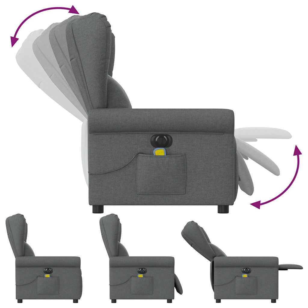 Fauteuil inclinable de massage électrique gris foncé tissu - XIOS