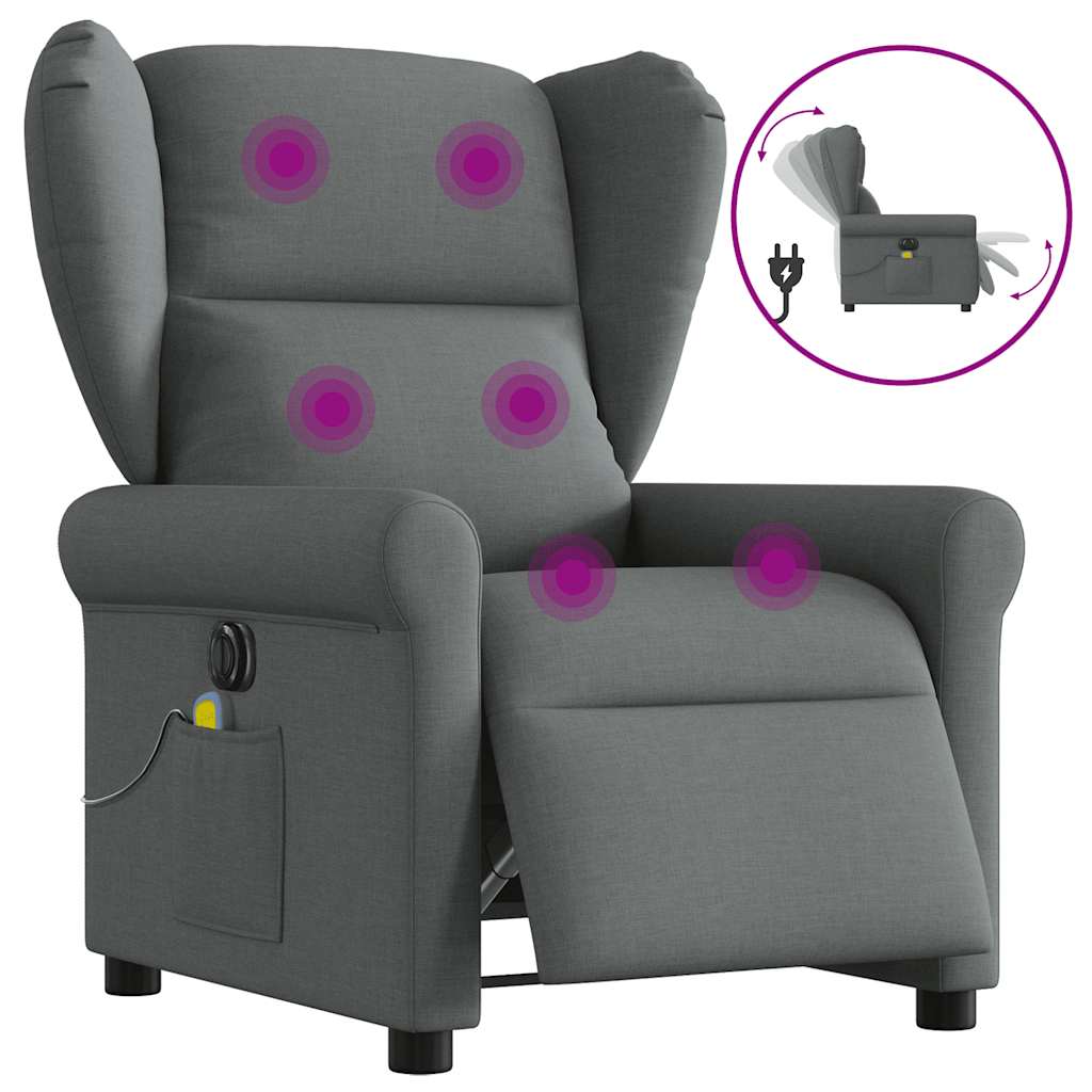 Fauteuil inclinable de massage électrique gris foncé tissu - XIOS