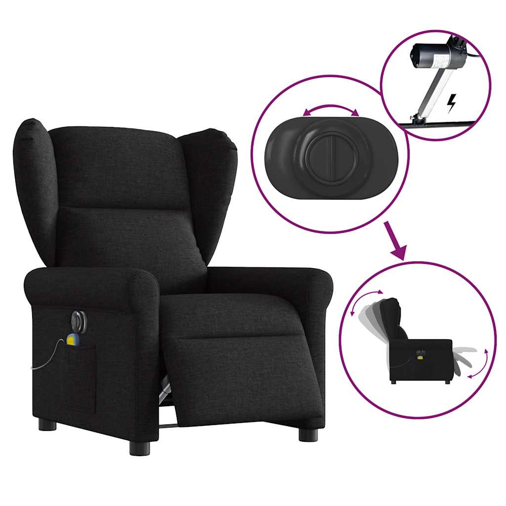 Fauteuil de massage inclinable électrique Noir Tissu - XIOS