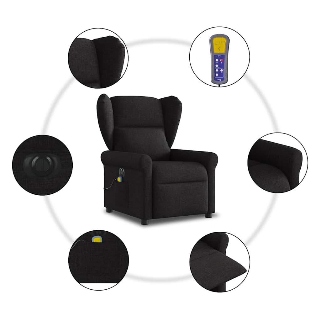 Fauteuil de massage inclinable électrique Noir Tissu - XIOS