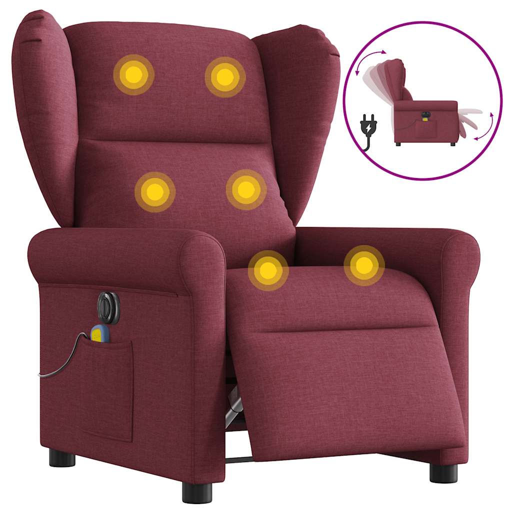 Fauteuil de massage inclinable électrique Rouge bordeaux Tissu - XIOS