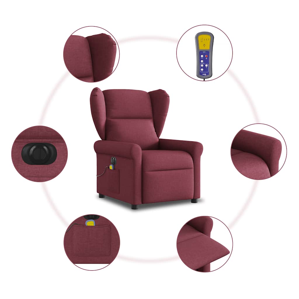 Fauteuil de massage inclinable électrique Rouge bordeaux Tissu - XIOS