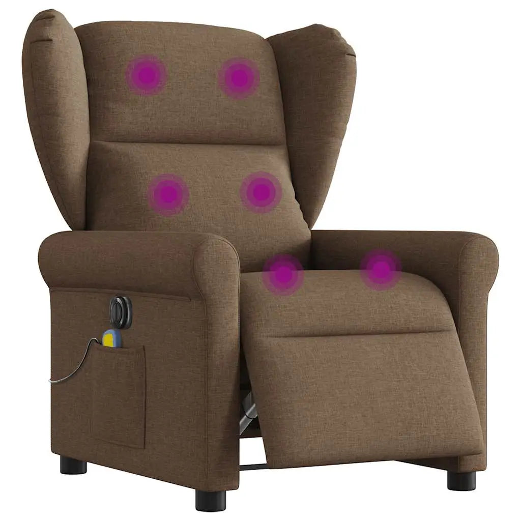 Fauteuil inclinable de massage électrique marron tissu - XIOS