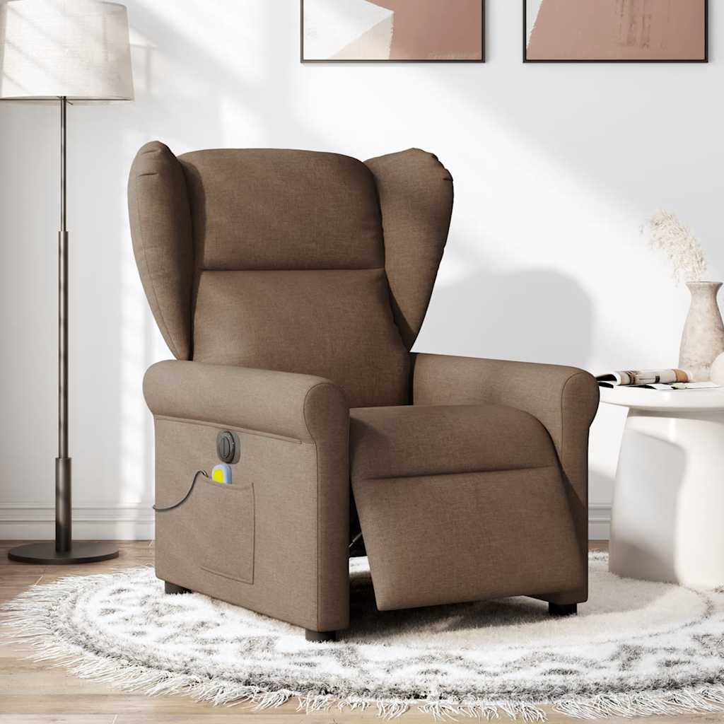 Fauteuil inclinable de massage électrique marron tissu - XIOS