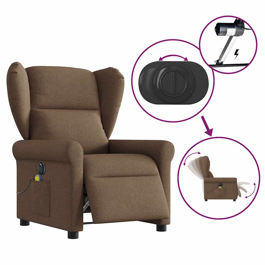 Fauteuil inclinable de massage électrique marron tissu - XIOS