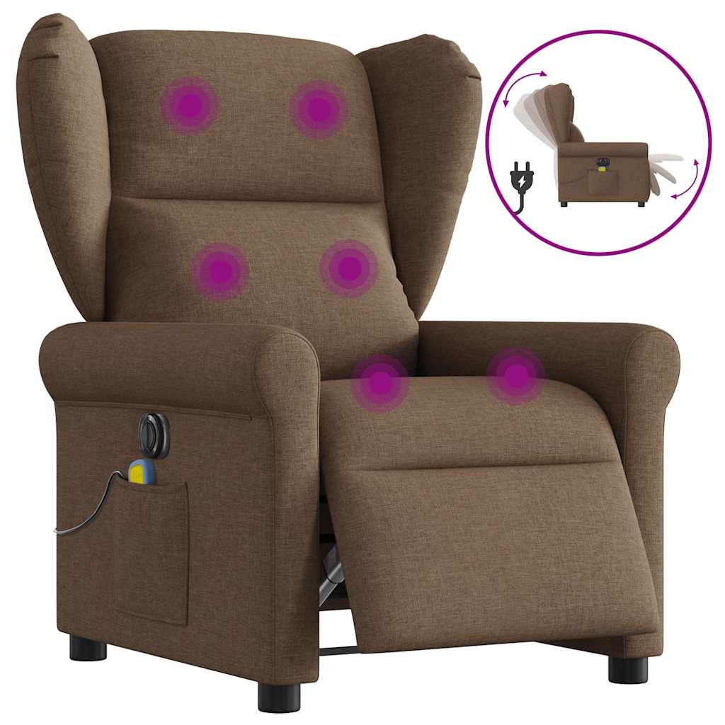 Fauteuil inclinable de massage électrique marron tissu - XIOS