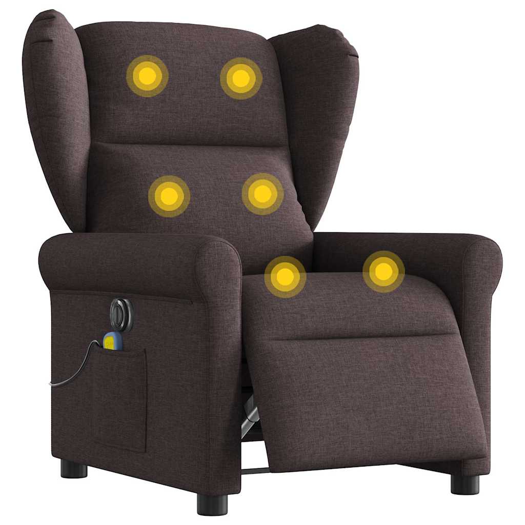 Fauteuil de massage inclinable électrique Marron foncé Tissu - XIOS