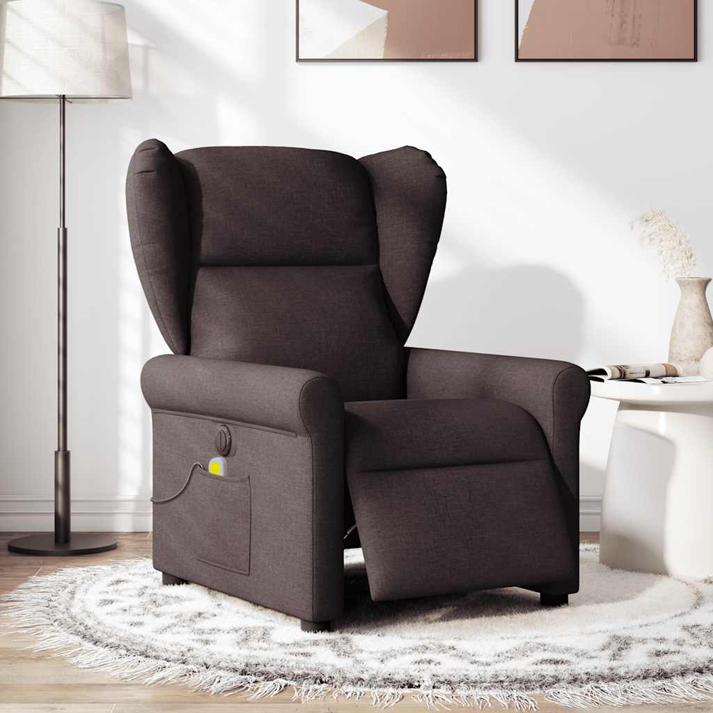 Fauteuil de massage inclinable électrique Marron foncé Tissu - XIOS