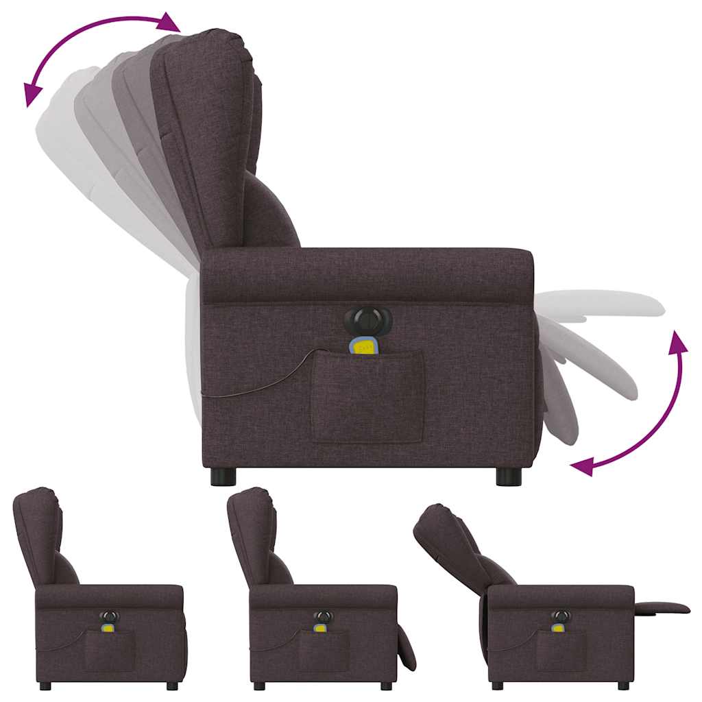Fauteuil de massage inclinable électrique Marron foncé Tissu - XIOS