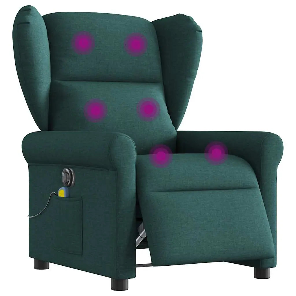 Fauteuil de massage inclinable électrique Vert foncé Tissu - XIOS