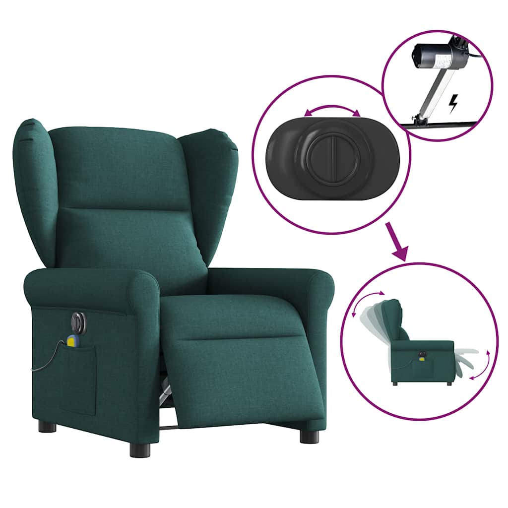 Fauteuil de massage inclinable électrique Vert foncé Tissu - XIOS