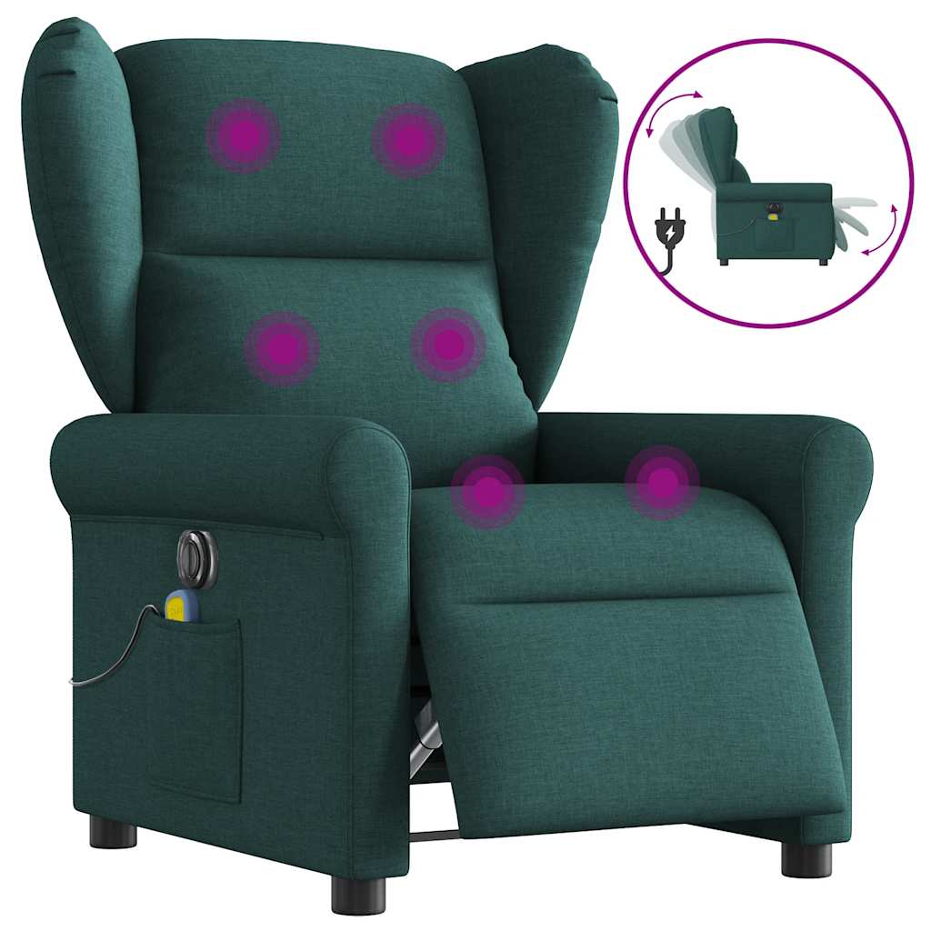 Fauteuil de massage inclinable électrique Vert foncé Tissu - XIOS